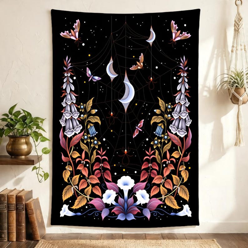 Spider Plant Hanging - Tapestry Jaring Laba-laba Gothic, Hiasan Dinding