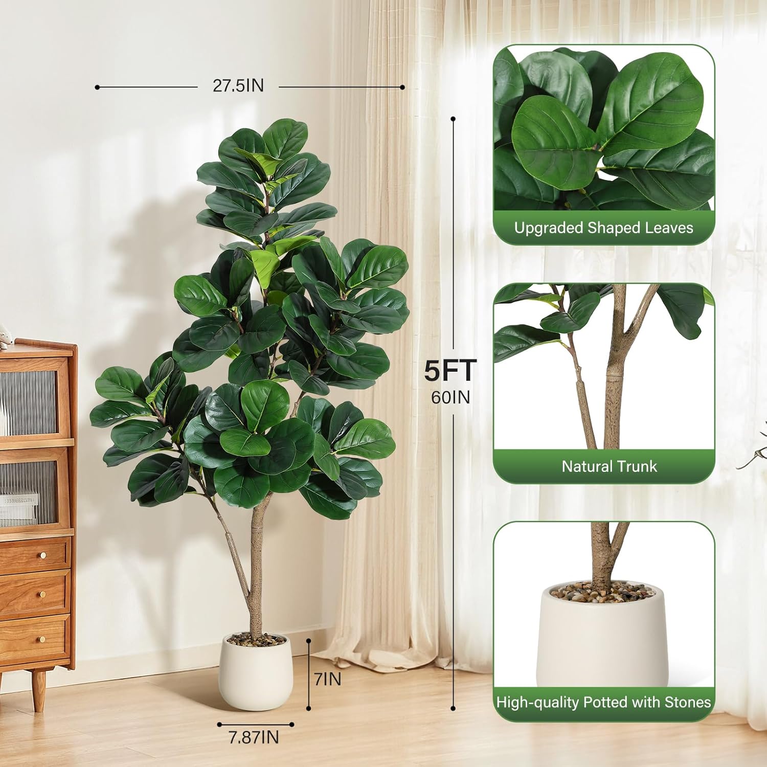 Pohon Fiddle Leaf Fig Buatan - - Ficus Lyrata Tree ulasan dan harga
