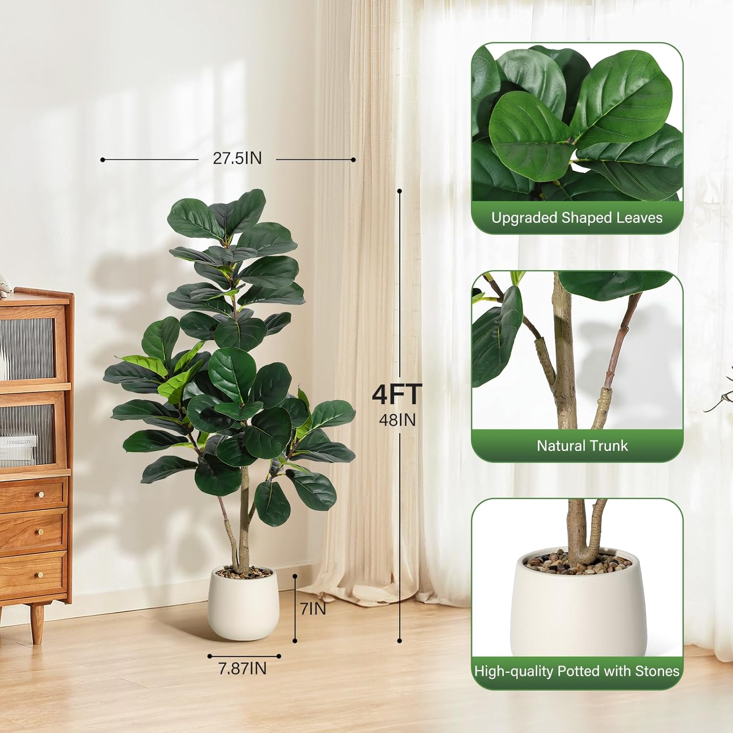 Pohon Fiddle Leaf Fig Buatan - - Ficus Lyrata Tree ulasan dan harga