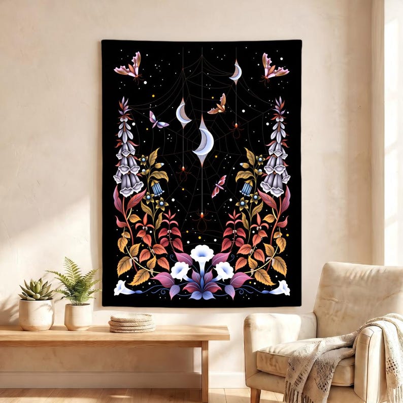Tapestry Jaring Laba-laba Goth - Spider Plant Hanging ulasan dan harga